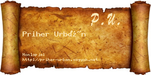 Priher Urbán névjegykártya